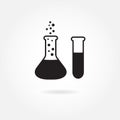 Laboratory glass: flask and test-tube. Vector icon or sign. Royalty Free Stock Photo